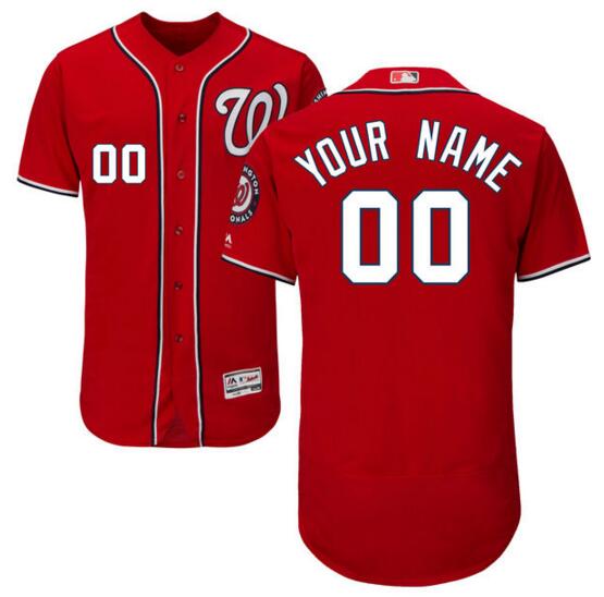 Washington Nationals Majestic Alternate Scarlet Flex Base Authentic Collection Custom Jersey