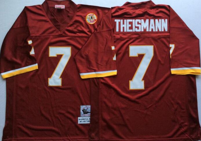 Washington Redskins 7 Joe Theismann red men Throwback NFL football Jerseys