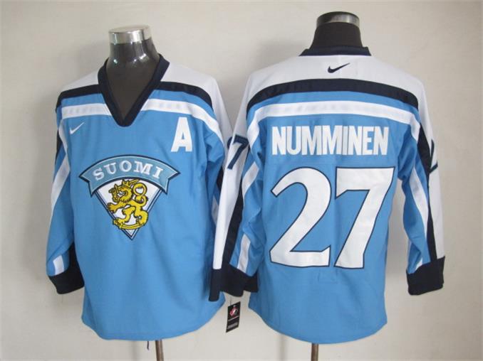 Winnipeg Jets 27 Teppo Numminen Skyblue nhl men jersey