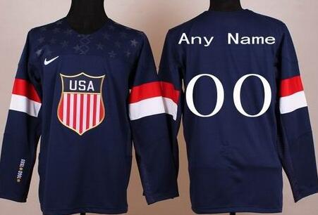 Winter Olympics Hockey Blue nhl Jerseys Custom any name number