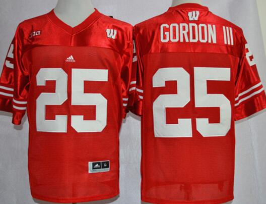 custom Wisconsin Badgers 25 Melvin Gordon III red men College ncaa Football Jerseys