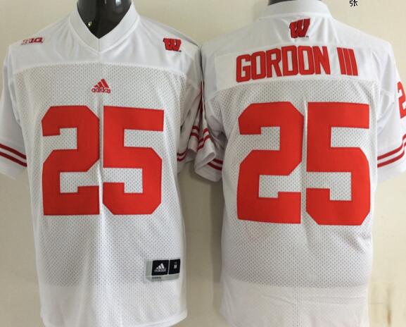 custom Wisconsin Badgers 25 Melvin Gordon III white men College ncaa Football Jerseys