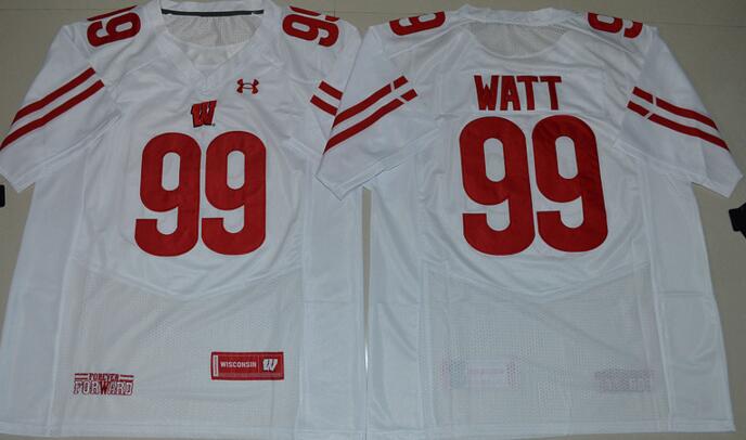 Wisconsin Badgers 99 J.J Watt men white College ncaa Football Jerseys