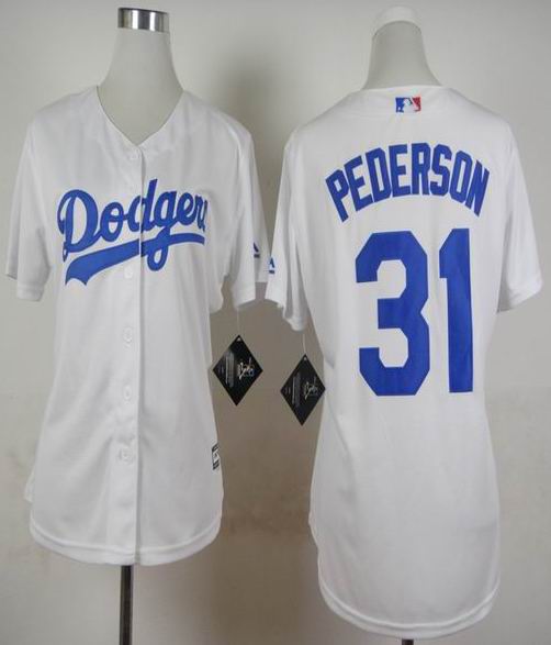 Women Los Angeles Dodgers #31 Joc Pederson white mlb jersey