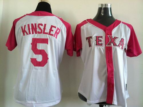 Women MLB Texas Rangers KINSLER 5# white red baseball jersey