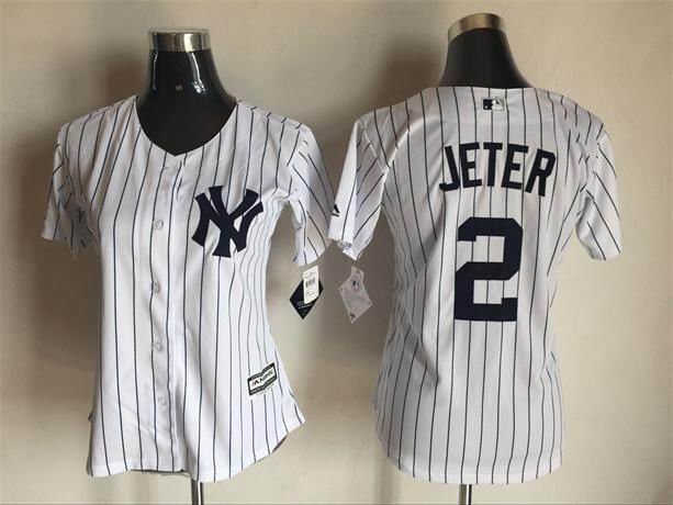 Women New York Yankees 2 Derek Jeter white majestic baseball Jerseys