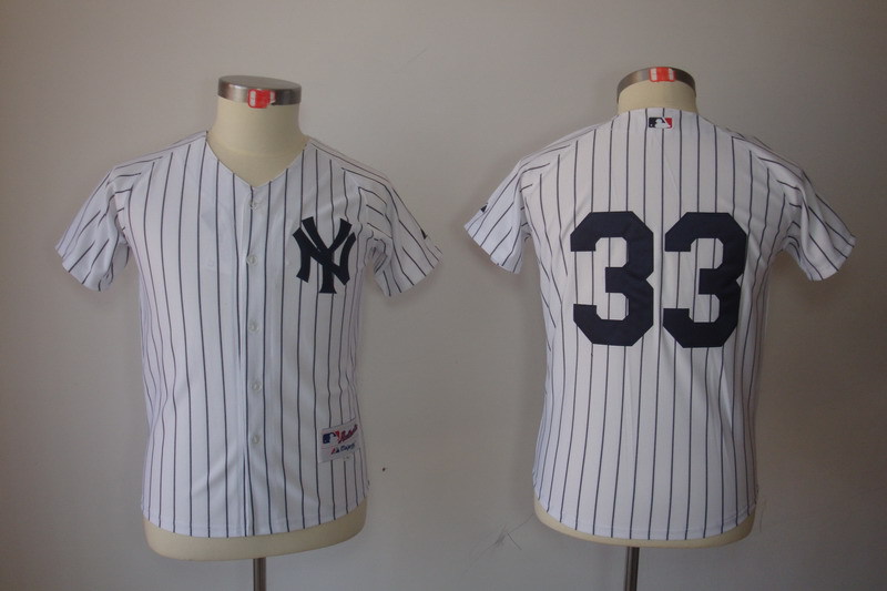 Yankees 33# MLB kids white Jerseys