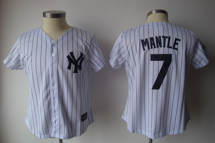 Yankees 7# MANTLE white women MLB Jerseys