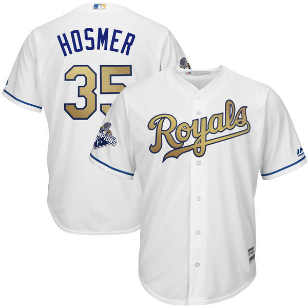 Youth  Kansas City Royals Eric Hosmer 35# white gold baseball jersey