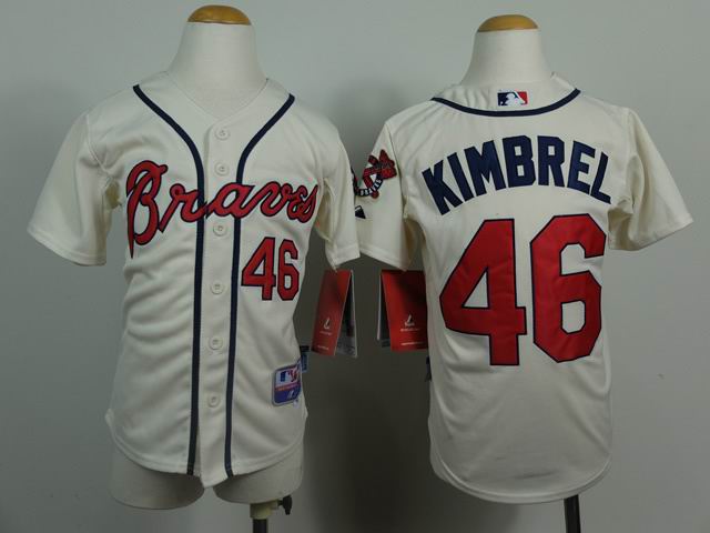 Youth Atlanta Braves #46 Craig Kimbrel beige mlb Jerseys