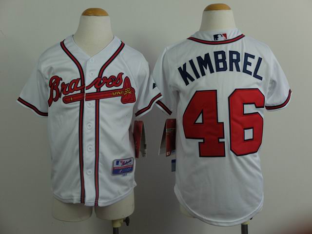 Youth Atlanta Braves #46 Craig Kimbrel white mlb Jerseys