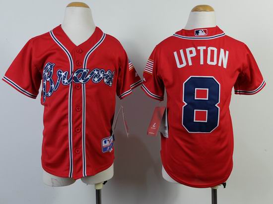 Youth Atlanta Braves #8 Justin Upton Red MLB Jerseys