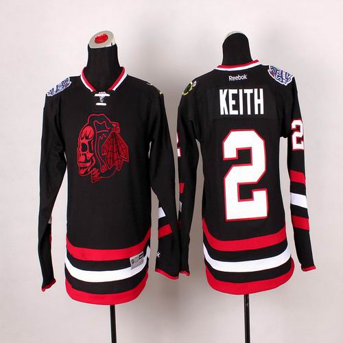 Youth Chicago Blackhawks Duncan Keith #2 black Ice hockey jersey