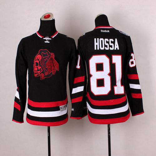 Youth Chicago Blackhawks Marian Hossa #81 black Ice Hockey jersey(1)