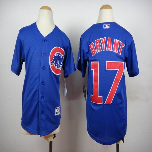 Youth Chicago Cubs Kris Bryant #17 throwback blue baseball Jersey