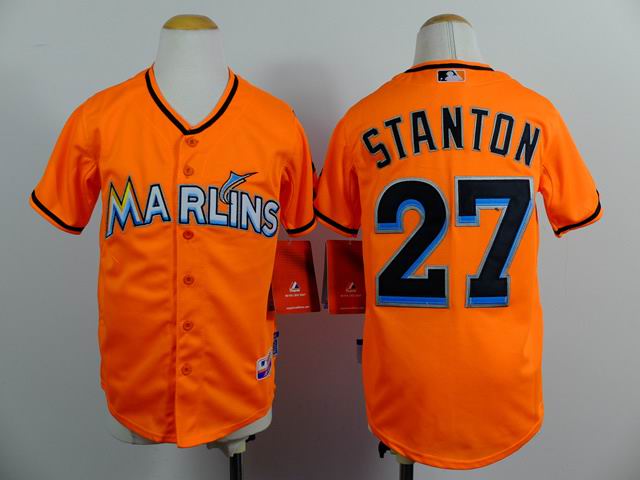 Youth Florida Marlins #27 Mike Stanton Orange MLB baseball Jerseys