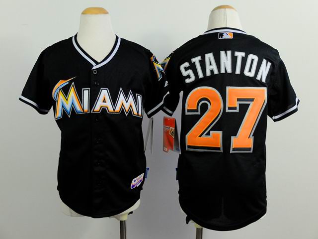 Youth Florida Marlins #27 Mike Stanton black MLB baseball Jerseys