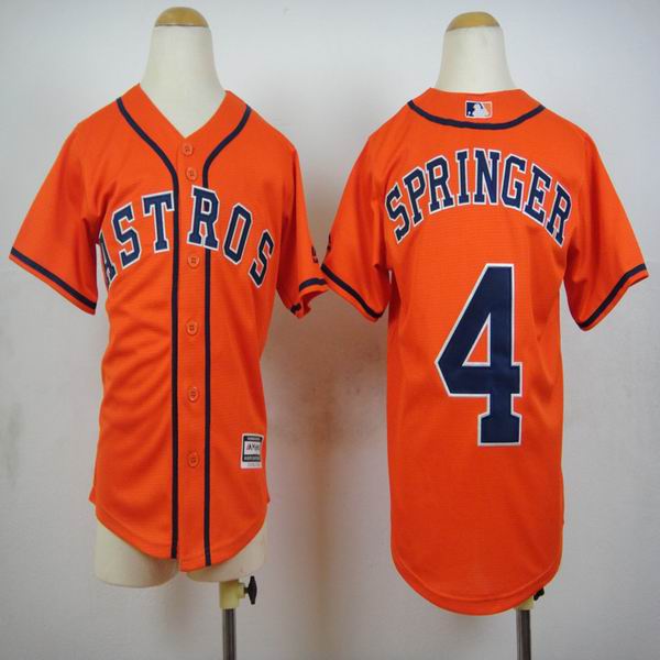 Youth Houston Astros #4 George Springer Orange MLB baseball Jerseys