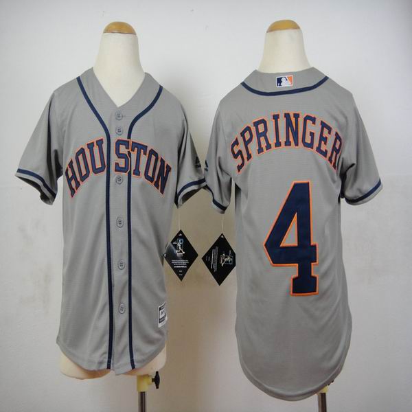 Youth Houston Astros #4 George Springer gray MLB baseball Jerseys