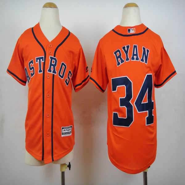 Youth Houston Astros 34 Nolan Ryan orange baseball jerseys