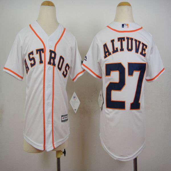 Youth Houston Astros Jose Altuve 27# throwback white mlb jerseys