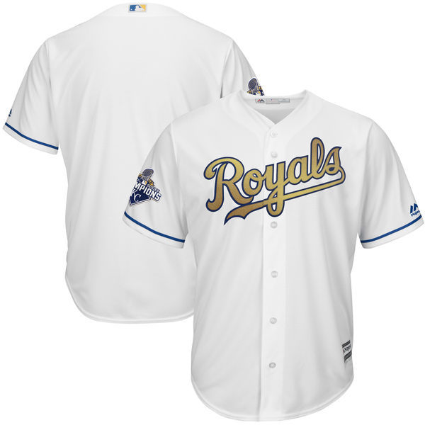 Youth Kansas City Royals blank white Majestic baseball jersey