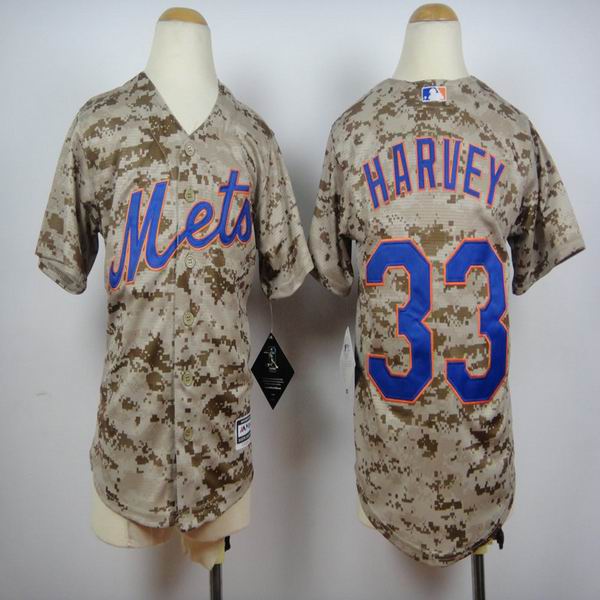 Youth New York Mets #33 Matt Harvey  gray camo mlb jerseys