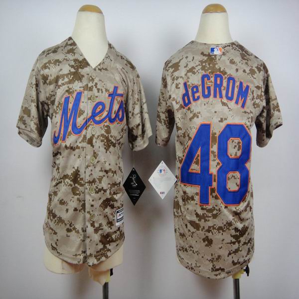 Youth New York Mets Jacob deGrom #48 camo mlb jerseys