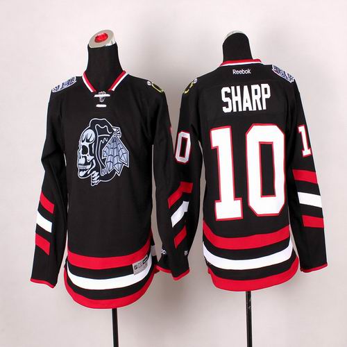 Youth Reebok Chicago Blackhawks Patrick Sharp #10 black ice hockey Jerseys