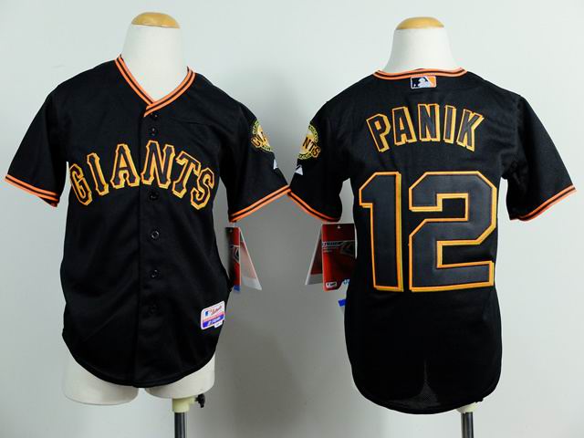 Youth San Francisco Giants #12 Joe Panik black MLB baseball Jerseys