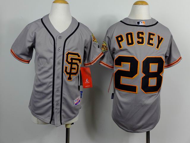 Youth San Francisco Giants #28 Buster Posey Gray MLB Jersey