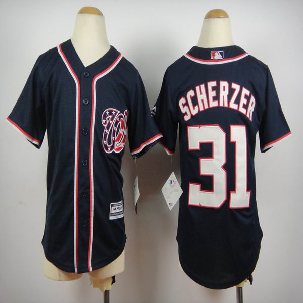 Youth washington nationals 31 Max Scherzer dark blue mlb jersey