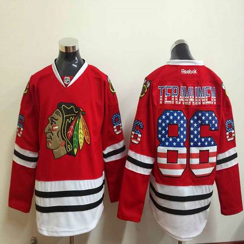 chicago blackhawks 86 Teuvo Teravainen USA flag red Ice Hockey Jerseys