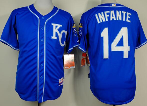 kansas city royals 14 infante blue men baseball mlb jersey