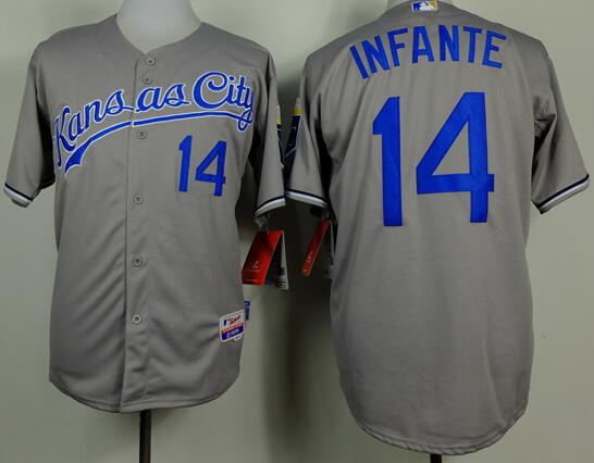 kansas city royals 14 infante grey men baseball mlb jersey