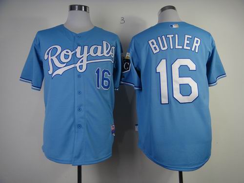 kansas city royals 16 BUTLER skyblue men baseball mlb jersey
