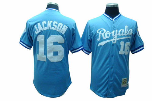 kansas city royals 16 jackson m&n lt blue men baseball mlb jersey