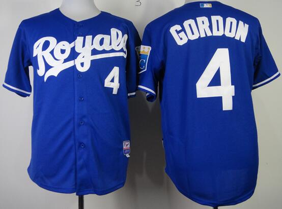 kansas city royals 4 Alex Gordon blue men baseball mlb jersey