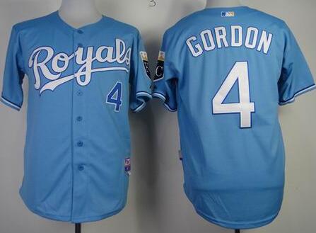 kansas city royals 4 GORDON  skyblue men baseball mlb jersey
