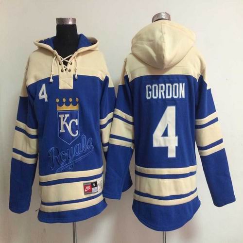 kansas city royals Alex Gordon 4 blue mlb baseball Hooded Sweatshirt