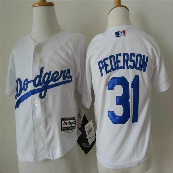 kid Los Angeles Dodgers #31 Joc Pederson white majestic baseball jersey