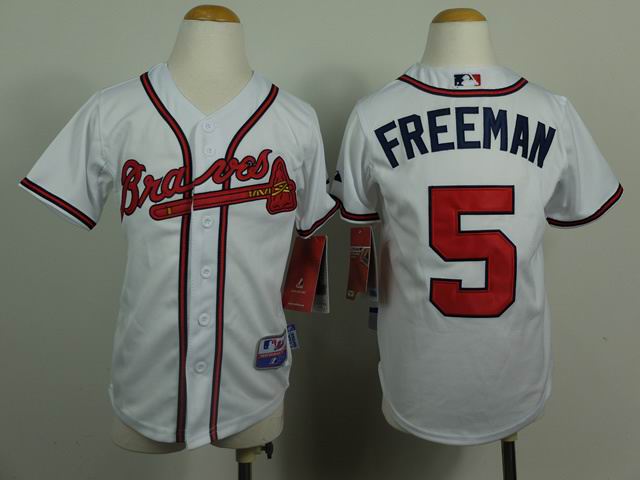 kids Atlanta Braves 5 Freddie Freeman white mlb jersey