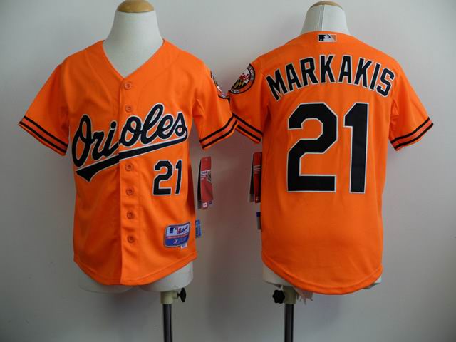 kids Baltimore Orioles #21 Nick Markakis Orange MLB Jerseys