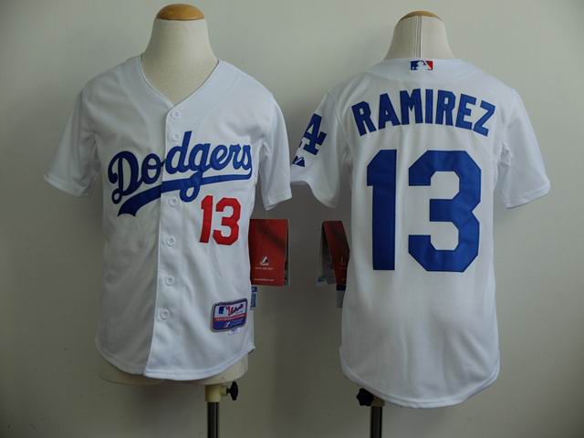 kids Los Angeles Dodgers #13 Hanley Ramirez White mlb jersey