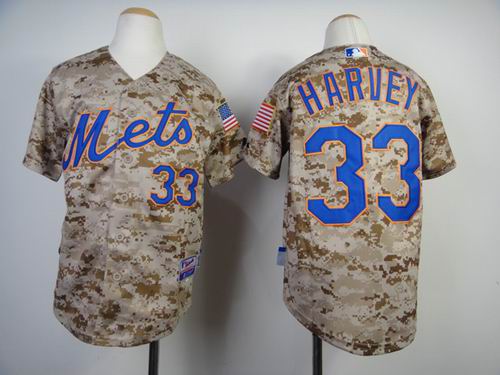 kids New York Mets #33 Matt Harvey gray camo mlb jerseys