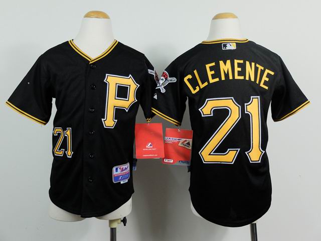 kids Pittsburgh Pirates 21 Roberto Clemente Black mlb jersey