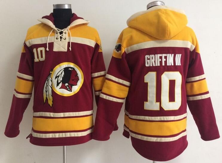 men  Washington Redskins 10 Robert Griffin III red football nfl Hooded Hoodies