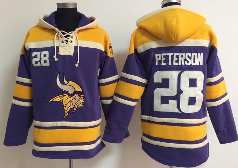 men Minnesota Vikings 28 Adrian Peterson purple football nfl Hooded Hoodies