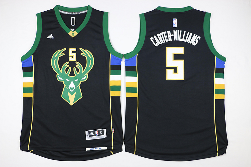 milwaukee bucks 5 Carter Williams black embroidery Adidas men nba basketball Jerseys