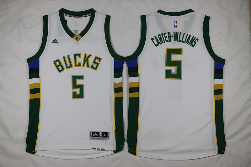 milwaukee bucks 5 Carter Williams white embroidery Adidas men nba basketball Jerseys